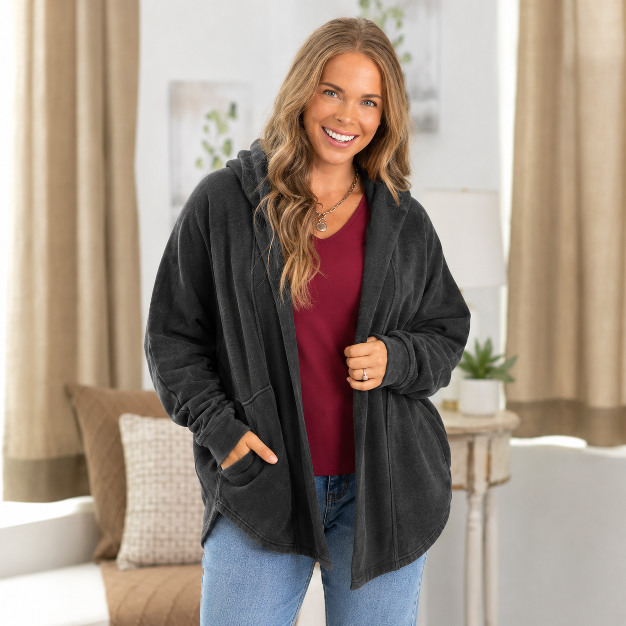 ๐ฅ Cozy Campfire Relaxed Fit Hooded Cardigan with Pockets