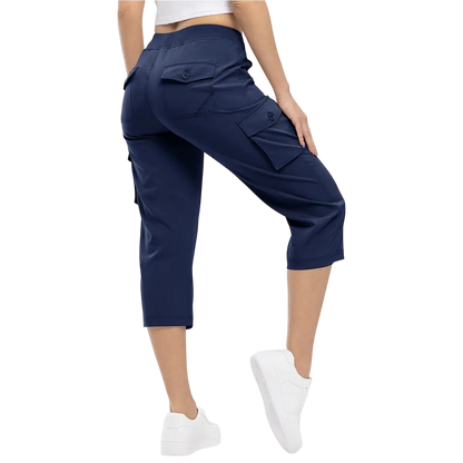 Womens Cargo Capris Lightweight Hiking Pants 6 Pockets
