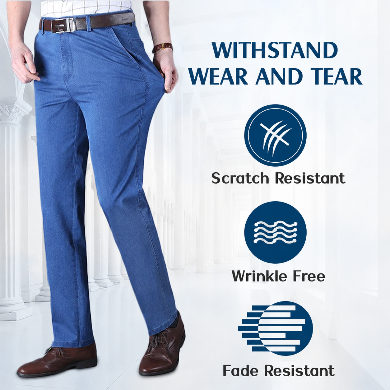 Men's Classic Straight Fit Stretch Jeans