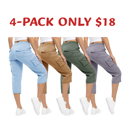 Womens Cargo Capris Lightweight Hiking Pants 6 Pockets