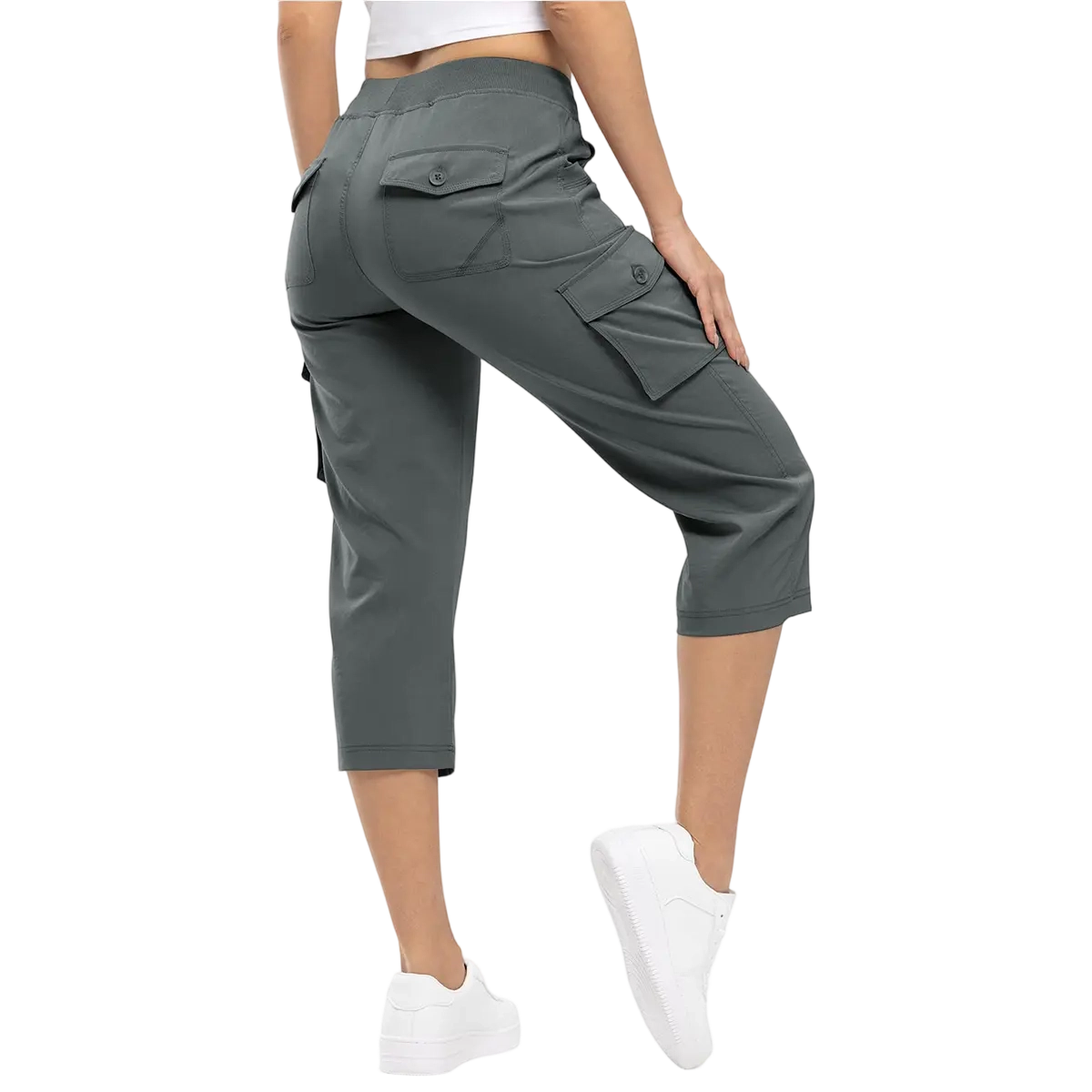 Womens Cargo Capris Lightweight Hiking Pants 6 Pockets