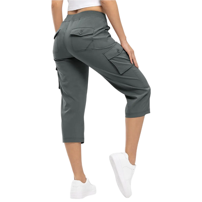 Womens Cargo Capris Lightweight Hiking Pants 6 Pockets