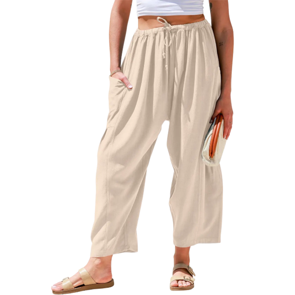 Women's Linen Blend Wide Leg Pants with Pockets