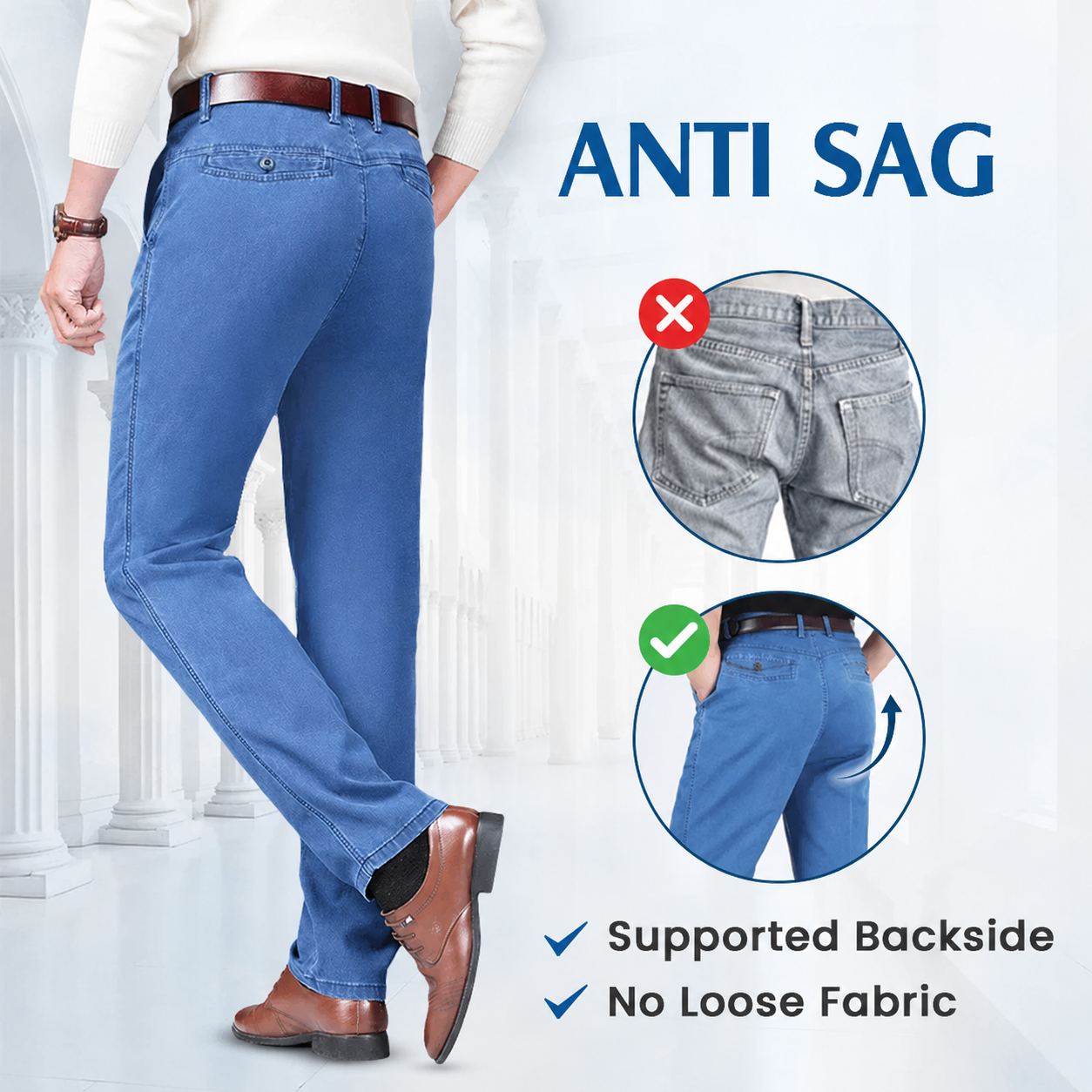 Men's Classic Straight Fit Stretch Jeans