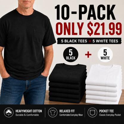 🔥Men's Heavyweight Cotton Pocket T-Shirt – Relaxed Fit Everyday Casual Tee