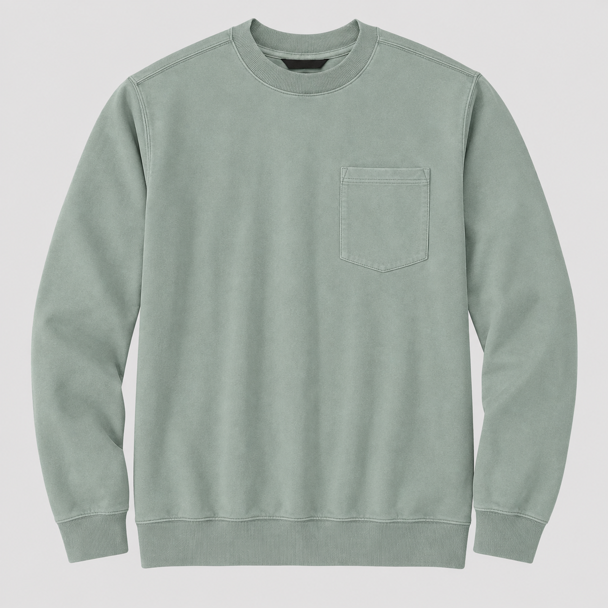 Vintage Washed Unisex Pocket Crewneck Sweatshirt