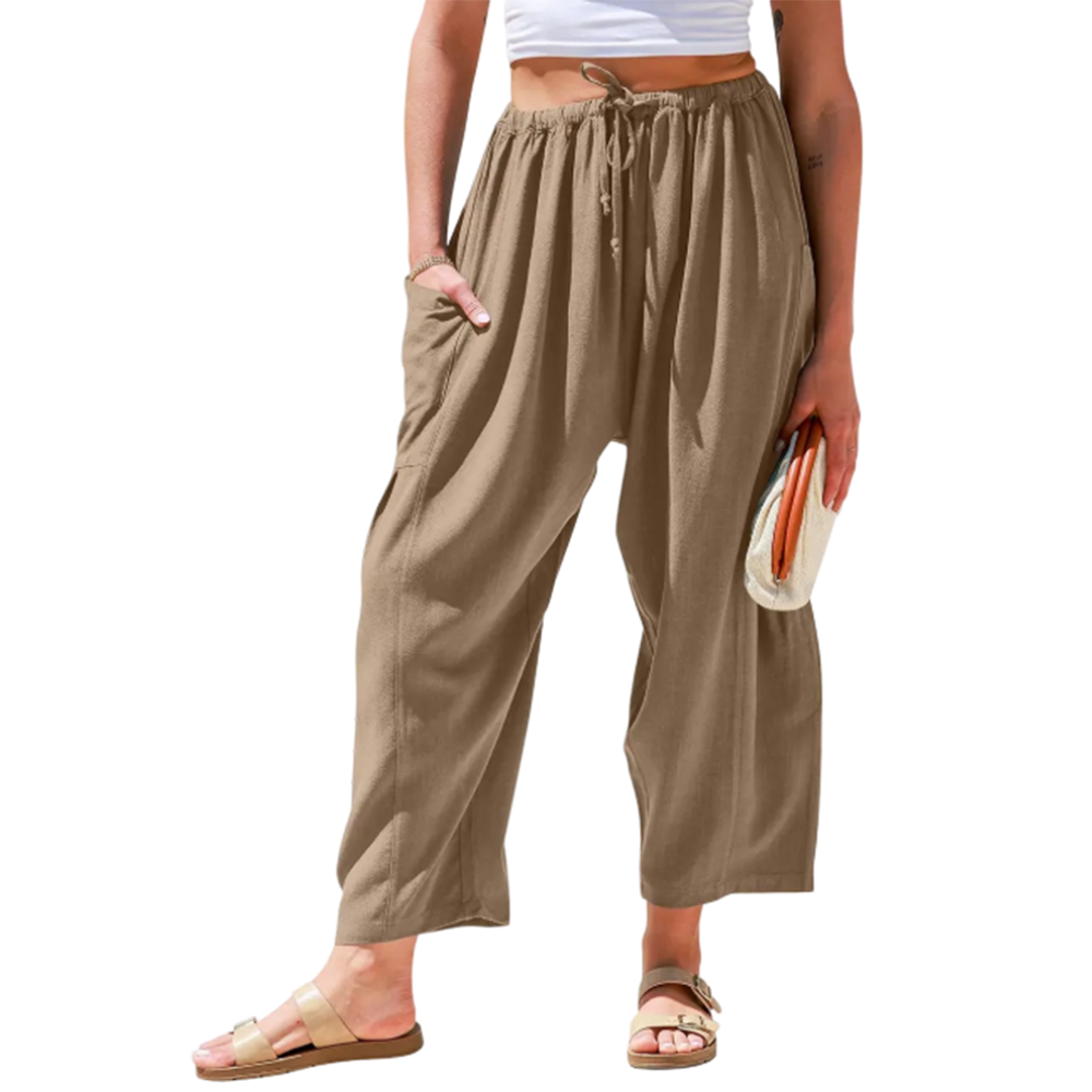Women's Linen Blend Wide Leg Pants with Pockets