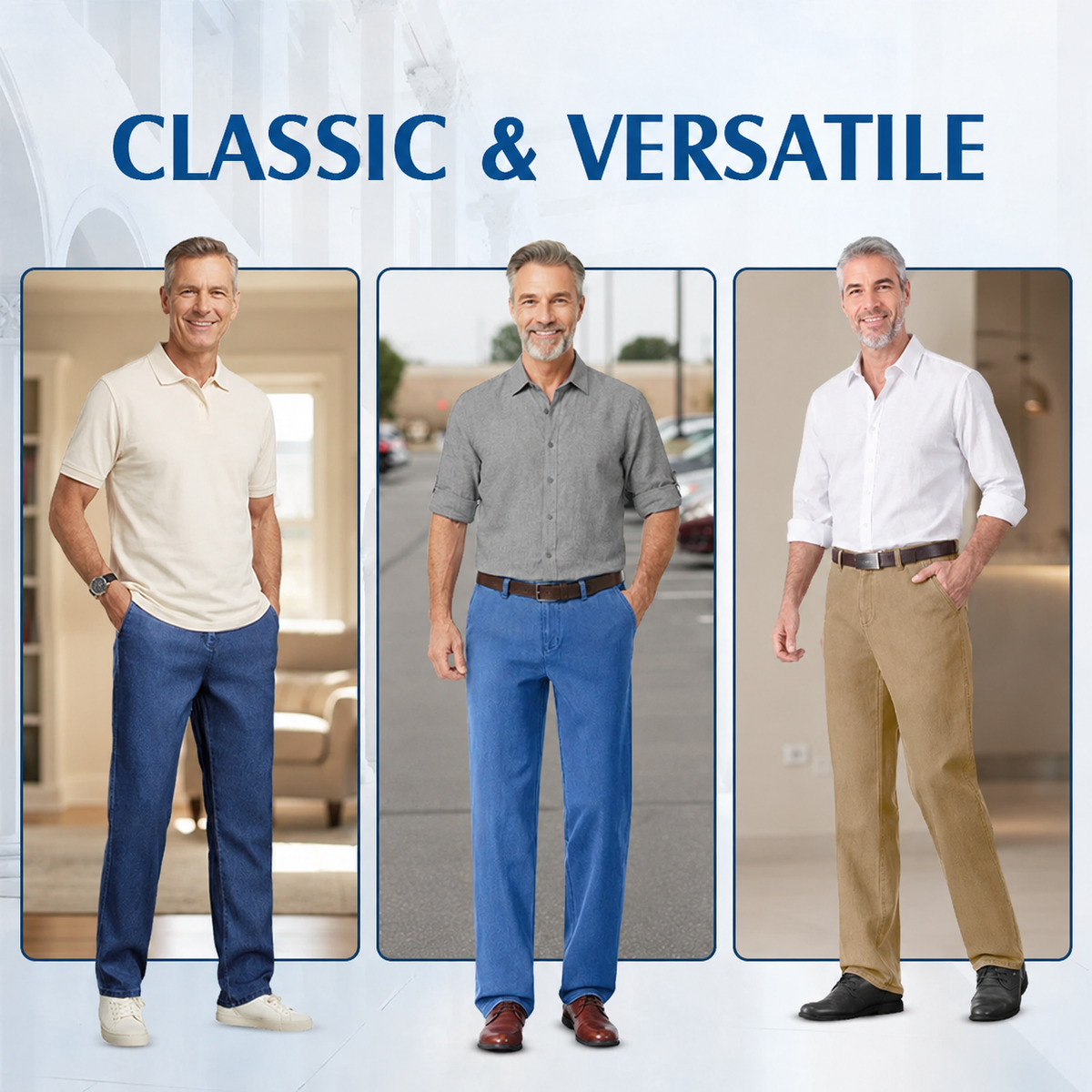 Men's Classic Straight Fit Stretch Jeans