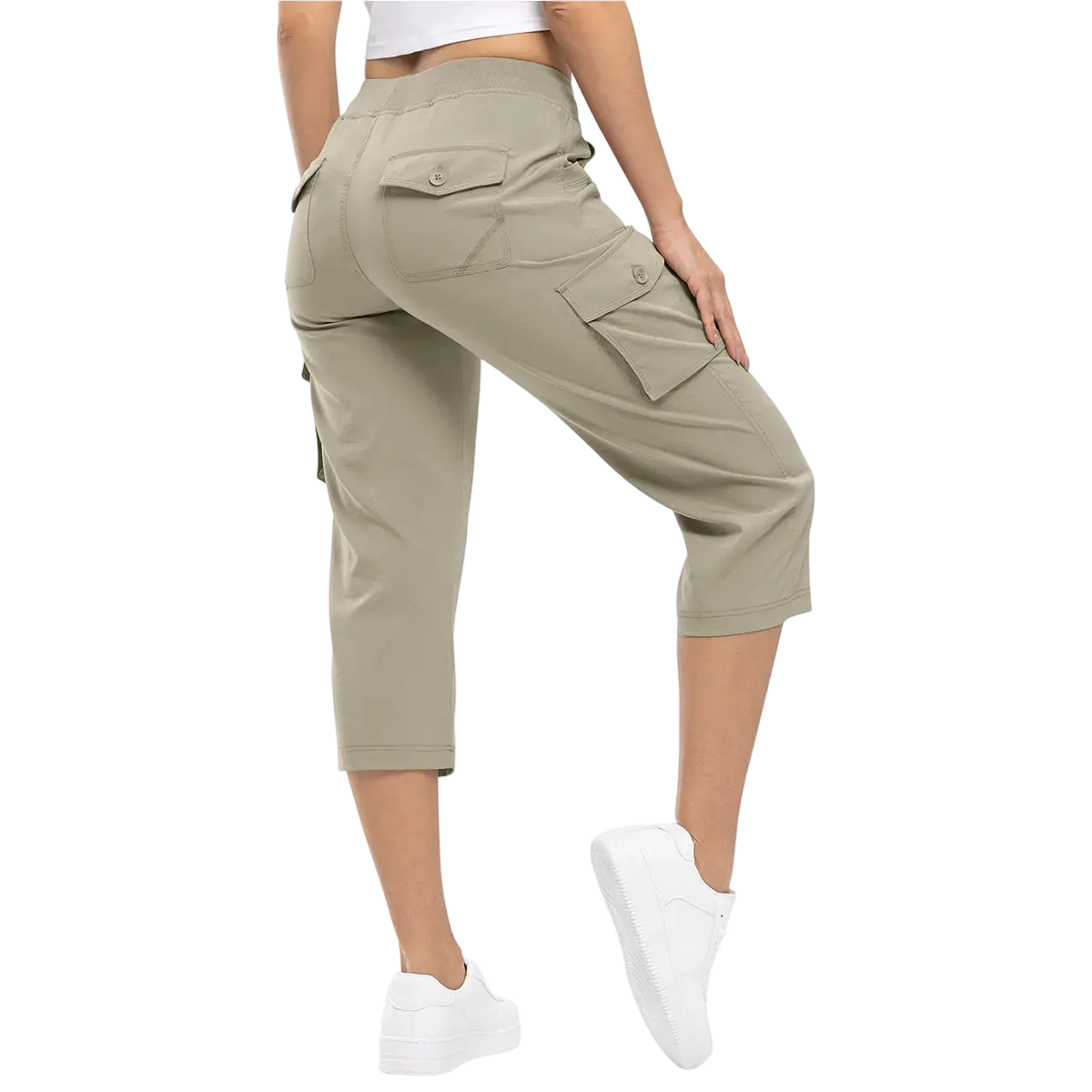 Womens Cargo Capris Lightweight Hiking Pants 6 Pockets