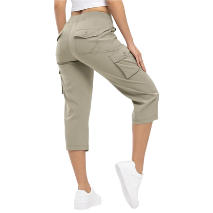 Womens Cargo Capris Lightweight Hiking Pants 6 Pockets