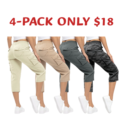 Womens Cargo Capris Lightweight Hiking Pants 6 Pockets