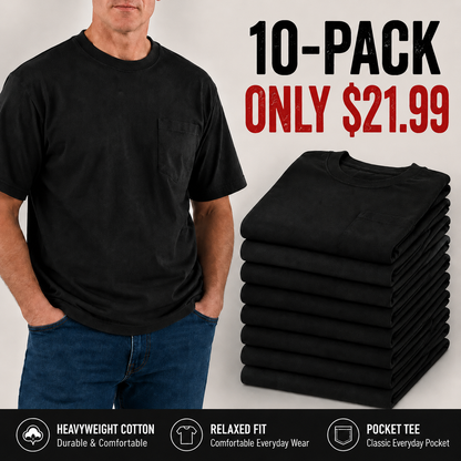 🔥Men's Heavyweight Cotton Pocket T-Shirt – Relaxed Fit Everyday Casual Tee