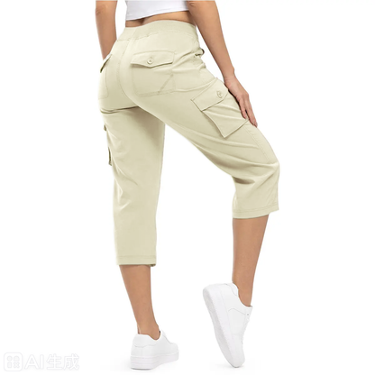 Womens Cargo Capris Lightweight Hiking Pants 6 Pockets