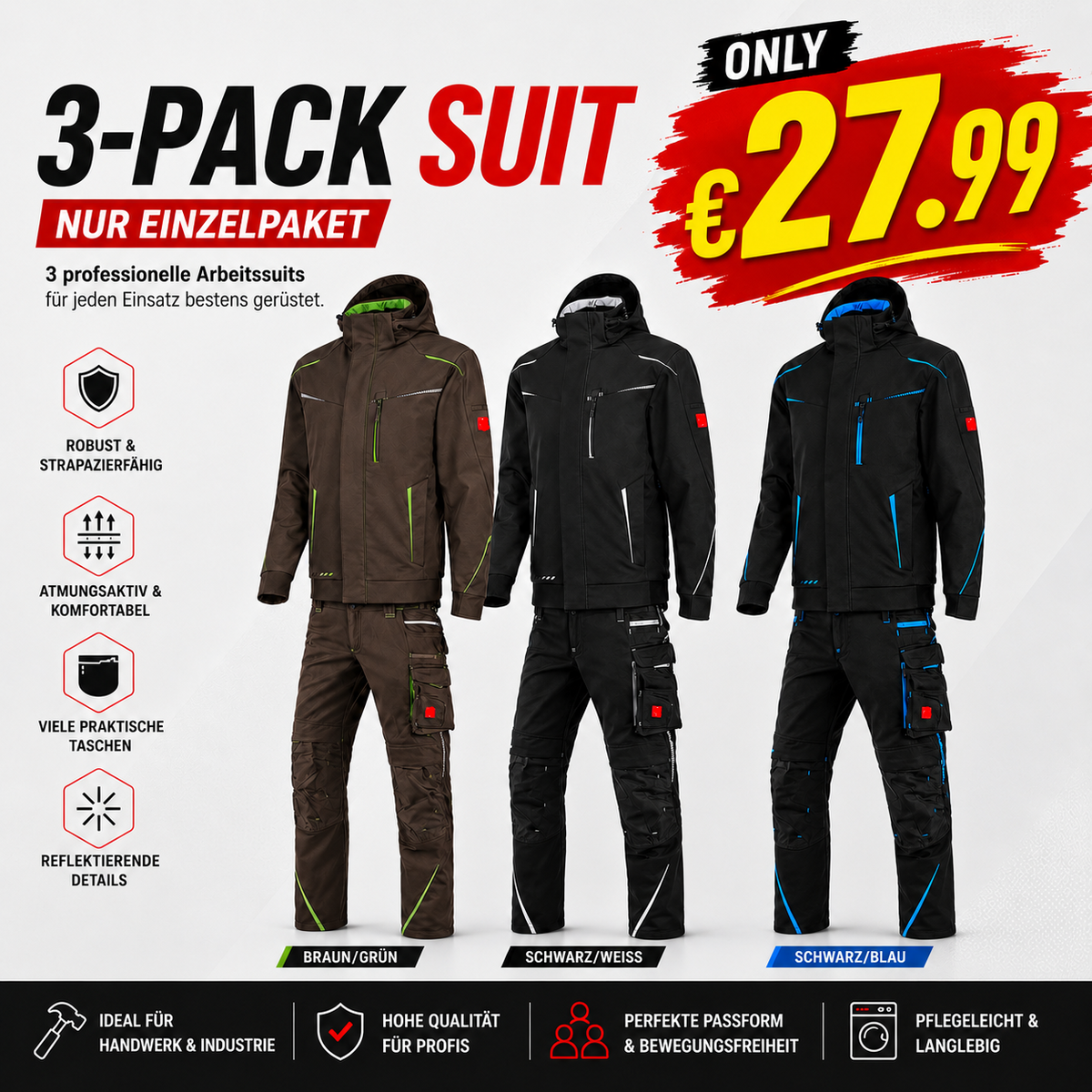 Letzter Verkaufstag-Offizieller Markenshop-Softshelljacke x Bundhose Set