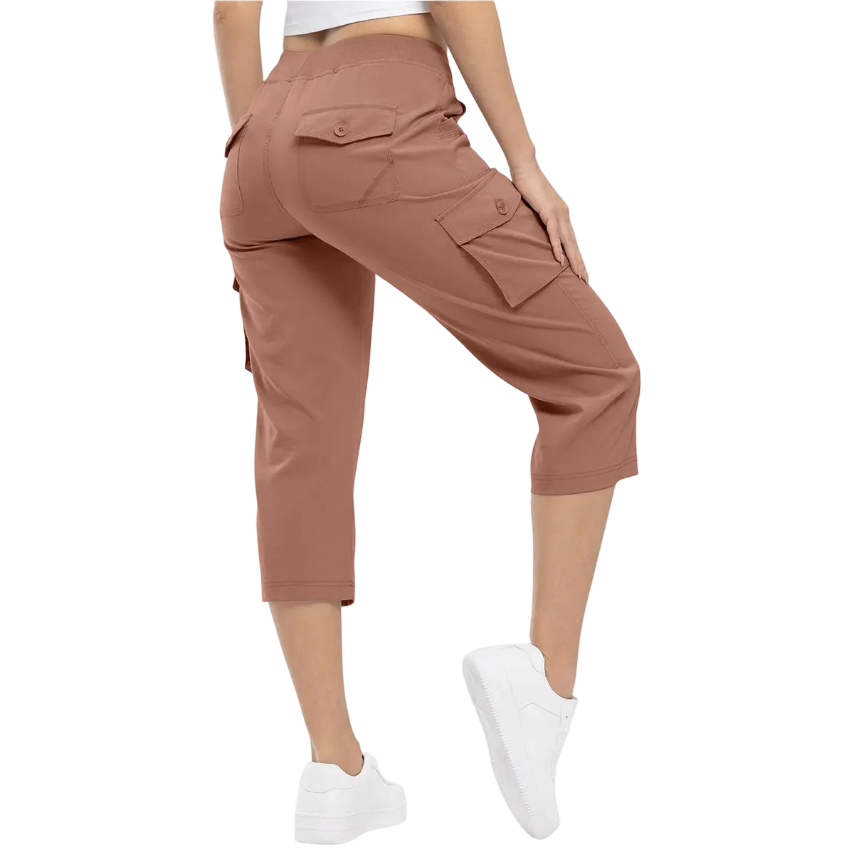Womens Cargo Capris Lightweight Hiking Pants 6 Pockets