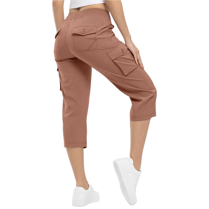 Womens Cargo Capris Lightweight Hiking Pants 6 Pockets