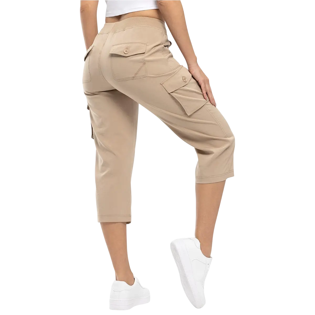 Womens Cargo Capris Lightweight Hiking Pants 6 Pockets
