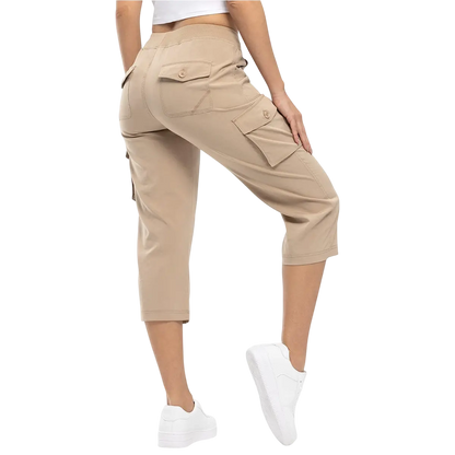 Womens Cargo Capris Lightweight Hiking Pants 6 Pockets