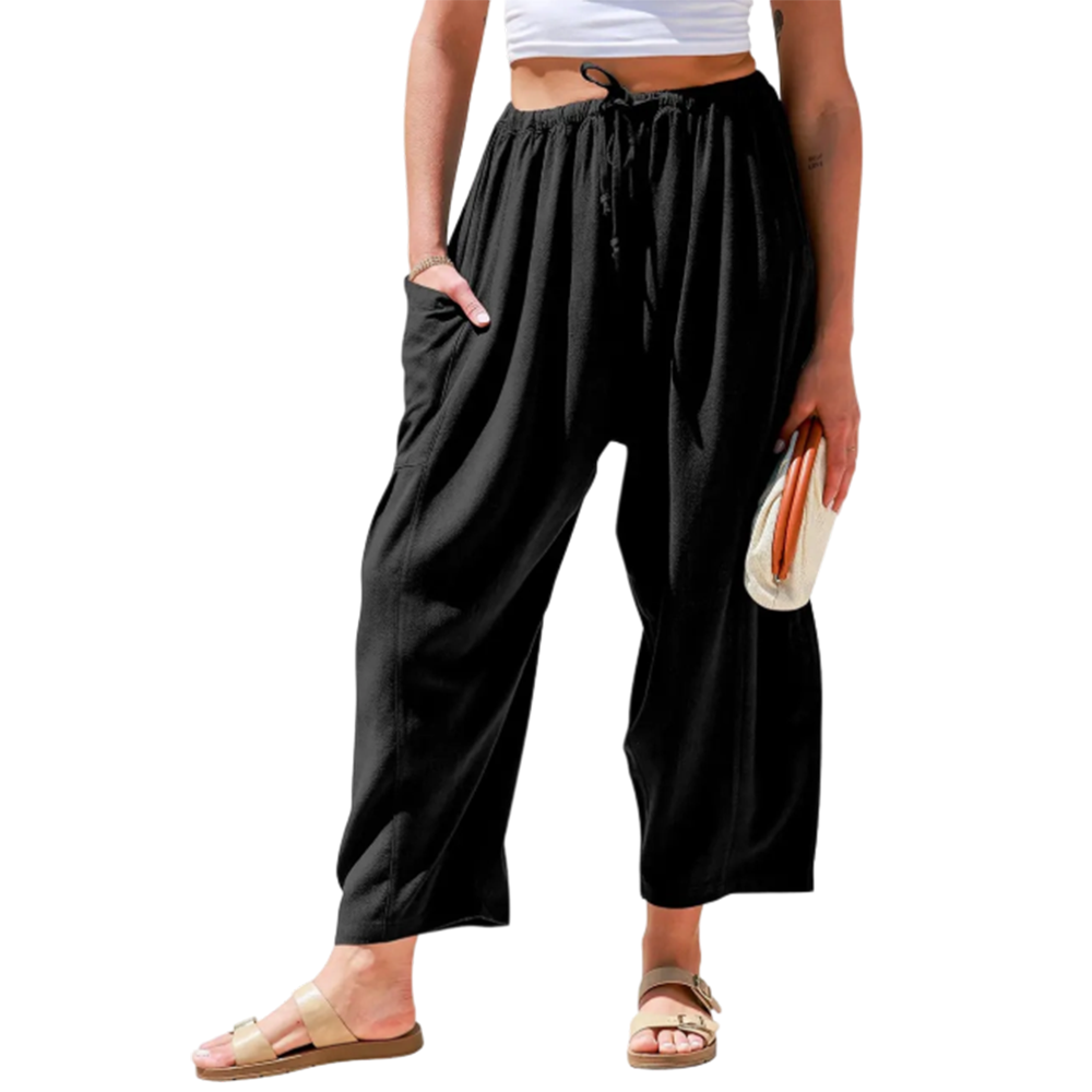 Women's Linen Blend Wide Leg Pants with Pockets