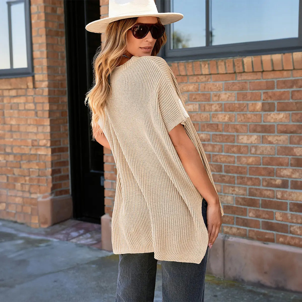 Relaxed knit top back view