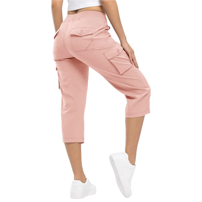 Womens Cargo Capris Lightweight Hiking Pants 6 Pockets