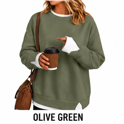 【LAST DAY SALE】Women's Oversized Layered Crewneck Sweatshirt - Ultra Cozy