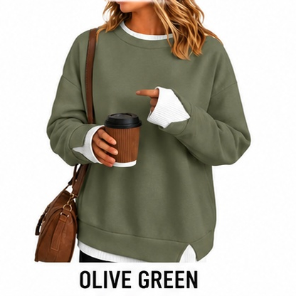 【LAST DAY SALE】Women's Oversized Layered Crewneck Sweatshirt - Ultra Cozy