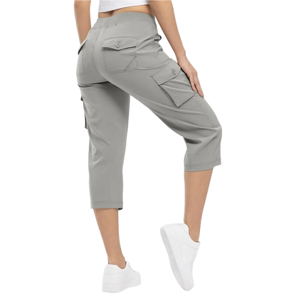 Womens Cargo Capris Lightweight Hiking Pants 6 Pockets
