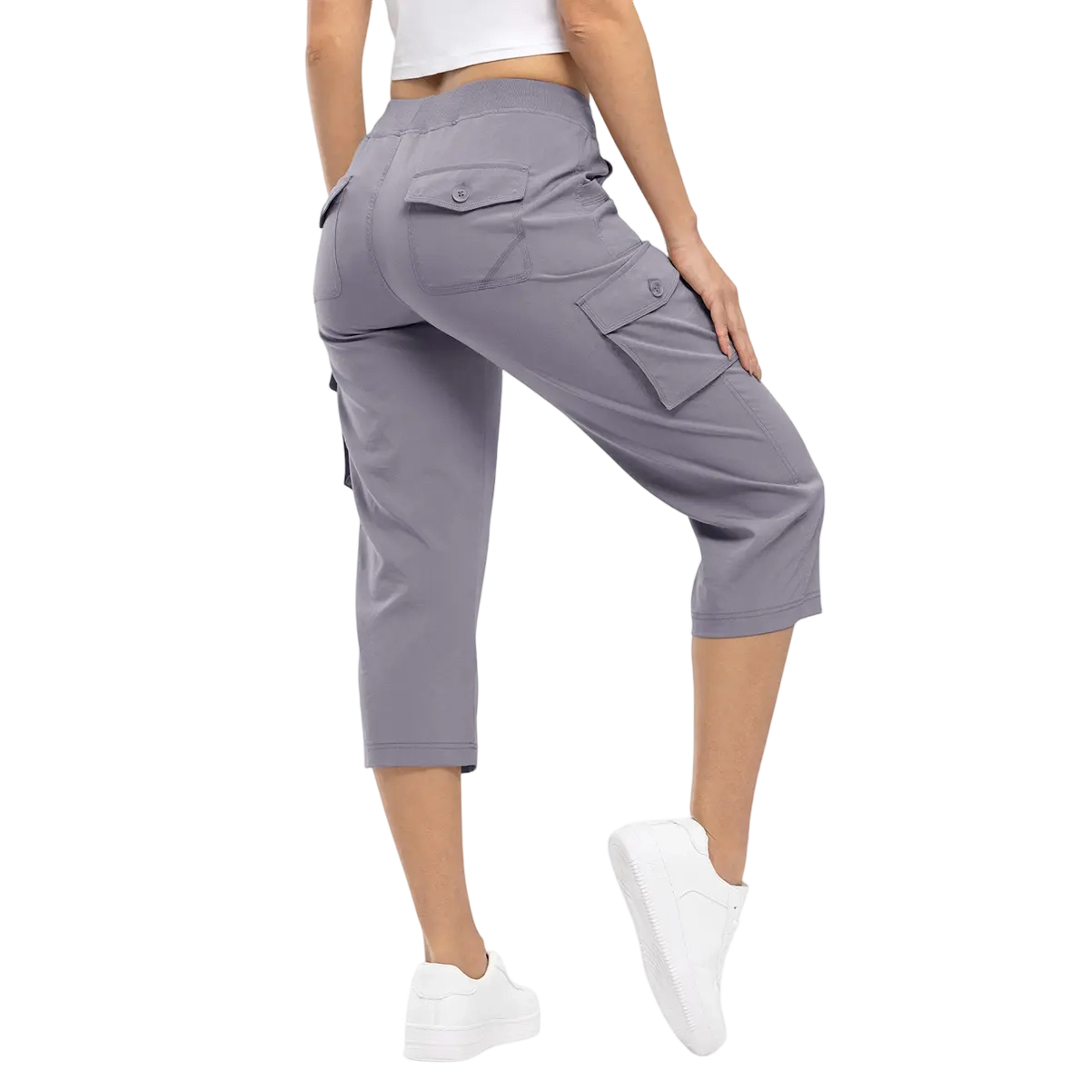 Womens Cargo Capris Lightweight Hiking Pants 6 Pockets