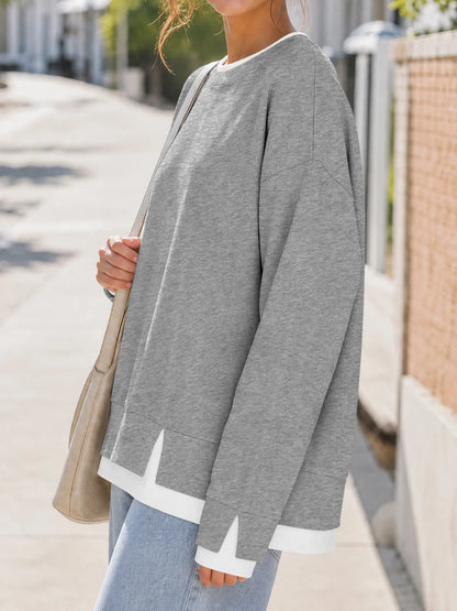 【LAST DAY SALE】Women's Oversized Layered Crewneck Sweatshirt - Ultra Cozy
