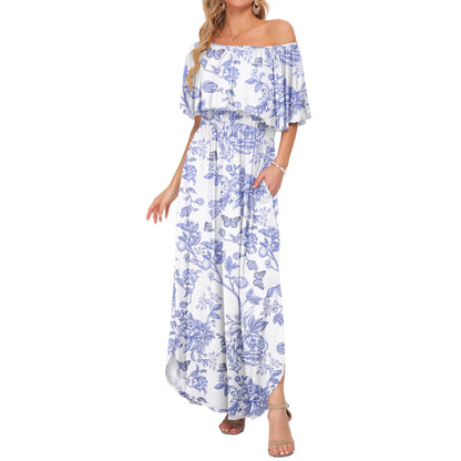 Women's Plus Size Off-Shoulder Floral Maxi Dress with Side Split
