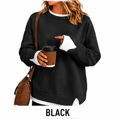 【LAST DAY SALE】Women's Oversized Layered Crewneck Sweatshirt - Ultra Cozy