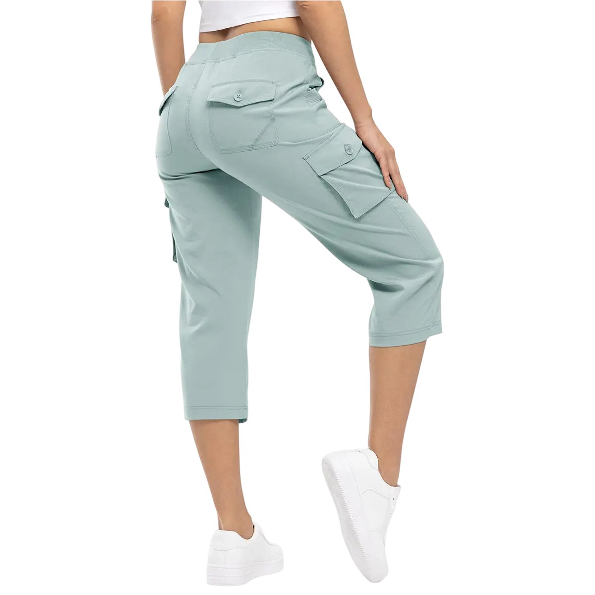 Womens Cargo Capris Lightweight Hiking Pants 6 Pockets