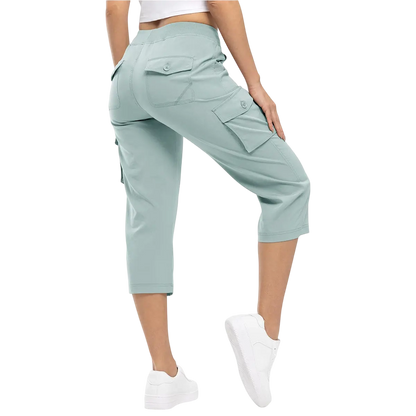 Womens Cargo Capris Lightweight Hiking Pants 6 Pockets