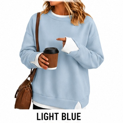 【LAST DAY SALE】Women's Oversized Layered Crewneck Sweatshirt - Ultra Cozy