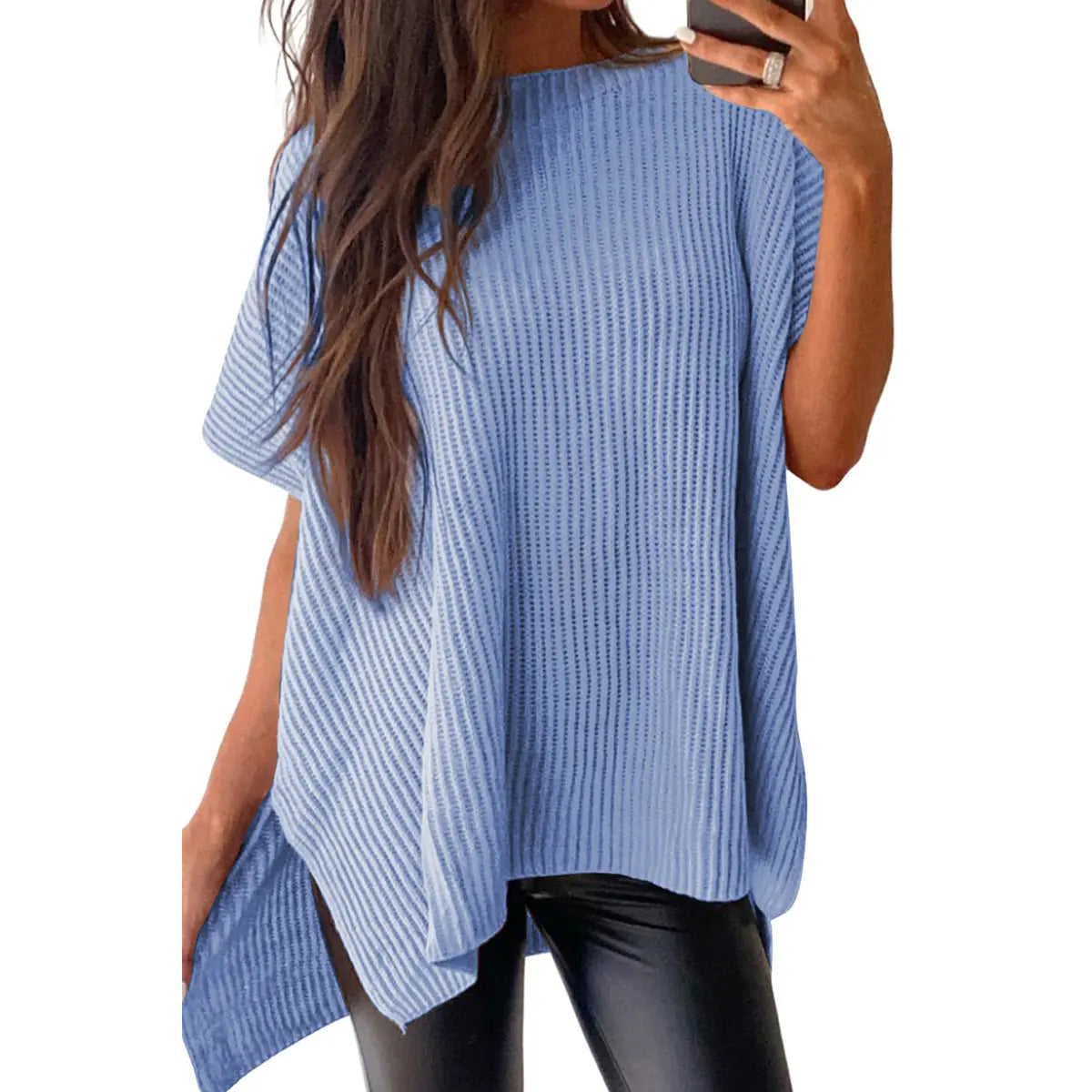 Sky blue knit top