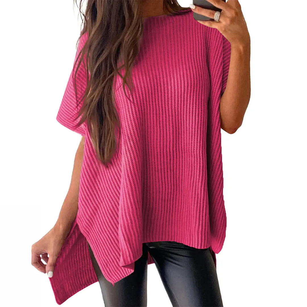 Rose red knit top