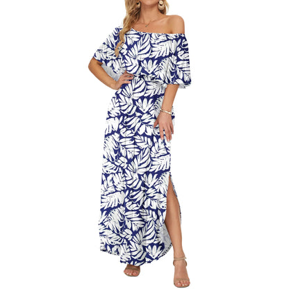 Women's Plus Size Off-Shoulder Floral Maxi Dress with Side Split