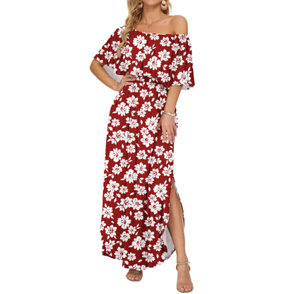 Women's Plus Size Off-Shoulder Floral Maxi Dress with Side Split