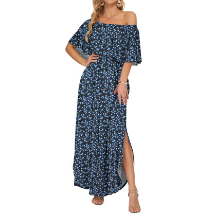 Women's Plus Size Off-Shoulder Floral Maxi Dress with Side Split