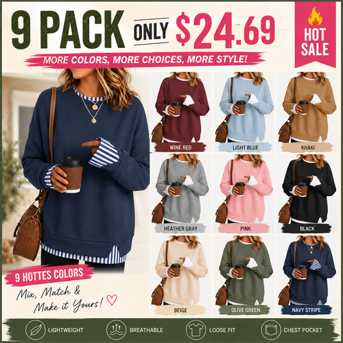【LAST DAY SALE】Women's Oversized Layered Crewneck Sweatshirt - Ultra Cozy