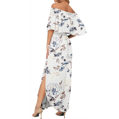 Women's Plus Size Off-Shoulder Floral Maxi Dress with Side Split