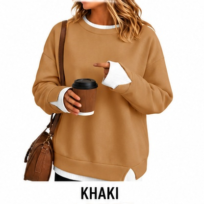 【LAST DAY SALE】Women's Oversized Layered Crewneck Sweatshirt - Ultra Cozy