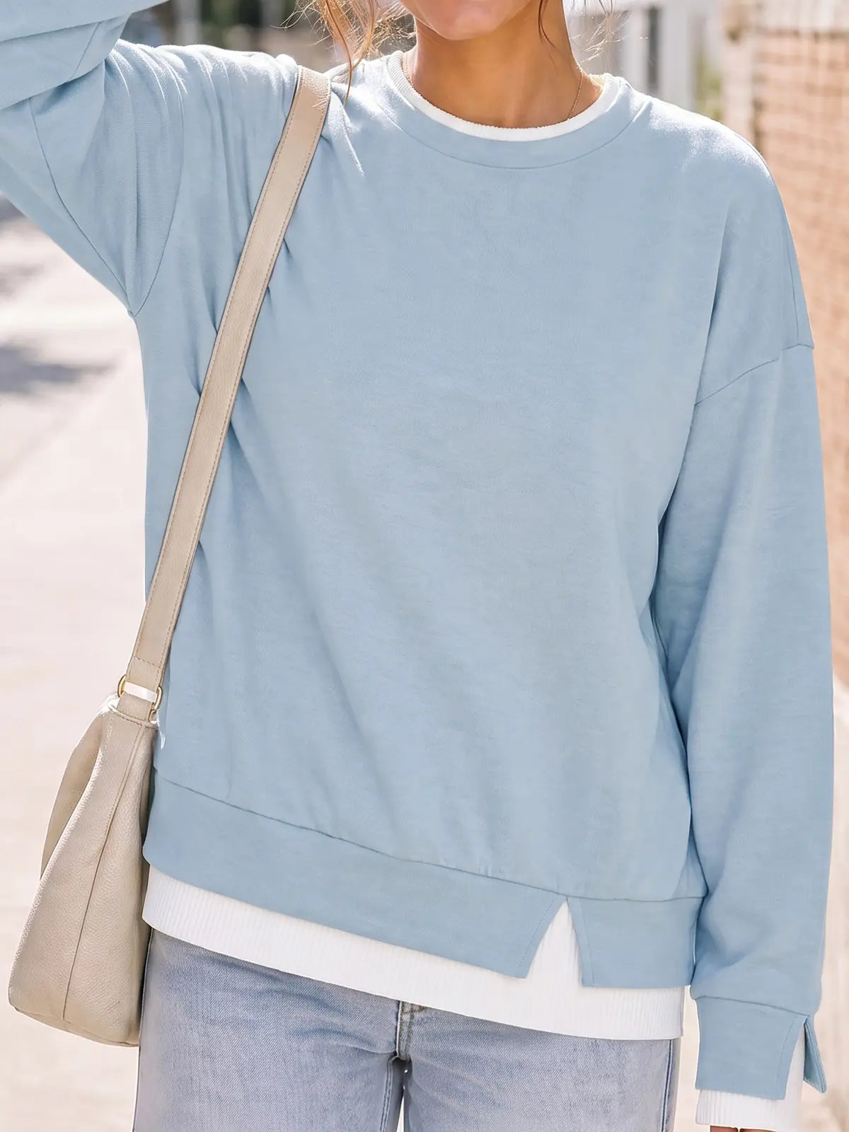【LAST DAY SALE】Women's Oversized Layered Crewneck Sweatshirt - Ultra Cozy