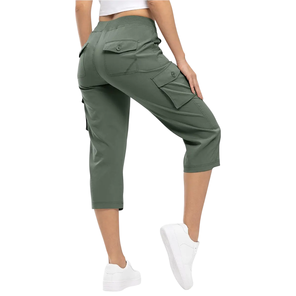 Womens Cargo Capris Lightweight Hiking Pants 6 Pockets