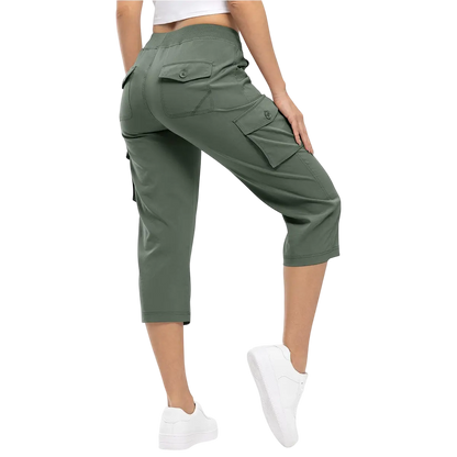 Womens Cargo Capris Lightweight Hiking Pants 6 Pockets