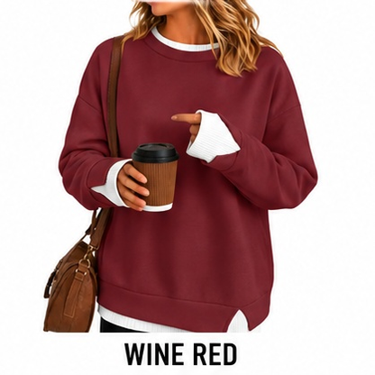 【LAST DAY SALE】Women's Oversized Layered Crewneck Sweatshirt - Ultra Cozy
