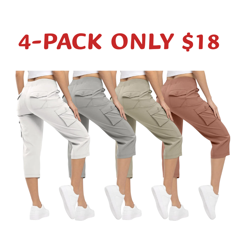 Womens Cargo Capris Lightweight Hiking Pants 6 Pockets