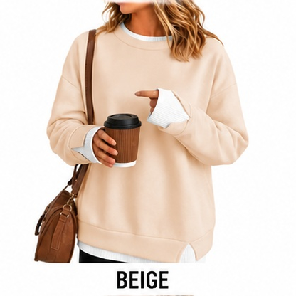 【LAST DAY SALE】Women's Oversized Layered Crewneck Sweatshirt - Ultra Cozy
