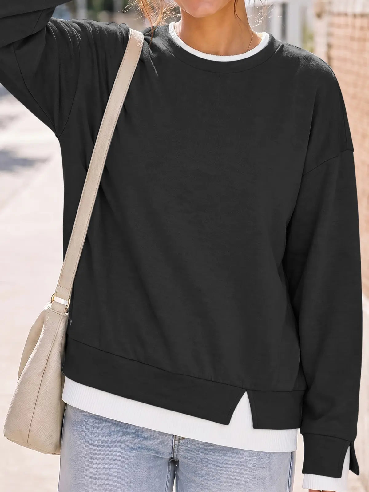 【LAST DAY SALE】Women's Oversized Layered Crewneck Sweatshirt - Ultra Cozy